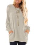 GOUCEHN Womens Long Sleeve Shirts Fall Winter Casual Fashion Blouse Tunic Tops for Leggings with Pockets(Beige, Medium)