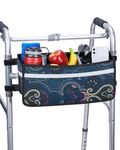 JOYTUTUS Walker Basket for Seniors, Basket for Walkers with Cup Holder, with Two Split Board, Foldable Walker Storage Bag, Best Gift for Family and Friends, Navy (Not Fit Rollator Walkers)