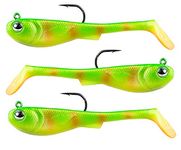 FISHN® GRUMPYbaby Rubberfish Set - Weight: 13g, Length: 11cm - Extreme swimming action, fishing lures for pike fishing, Softbait, Swimbait, high fishing power (3 pieces) (GRUMPYbaby Green)