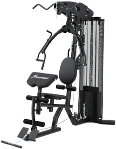 RUNFREELY Home Gym Equipment with 150LBS Weights Stack,All-in-one Cable Weight Machine for Man and Women,Multifunction Workout Station with LAT Pull Down, Chest Press and Preacher Pad