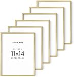 HAUS AND HUES Gold Photo Frames 11x14-11x14 Picture Frame Set of 6, Gold Picture Frames 11x14 Frame Gold Set, Picture Frames Gold 11x14 Frame Pack of 6, Frame Set 11x14 (Gold Aluminum Frames)