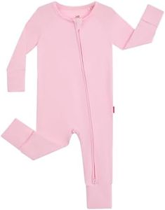 EASWEET Baby One-Piece Romper Footless Bamboo Viscose Pajamas Sleepers for Baby Girls, Pink 2, 3-6 Months