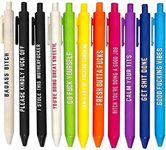 11Pcs Funny Pens,Describing Mentality Daily Pens,Retractable Pastel Gel Ballpoint Pens,Fine Point Ink Pens,Ballpoint Pens,Retractable Pure Color Pastel Gel Ballpoint Pens,0.5 mm