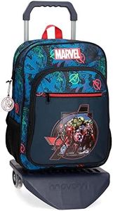 Marvel Avengers Los Vengadores On the Warpath Mochila Escolar con Carro Azul 30x38x12 cms Poliéster 13,68L