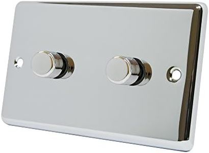 AET CPC2GDIM10 Polished Chrome Classical 1000W-10 Amp Double 2 Gang 2 Way 1000W Light Dimmer Switch