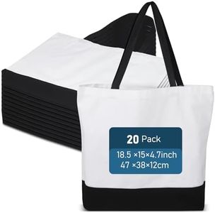 WeStar Sublimation Tote Bags Bulk, 20 Pack Large Blank Canvas Tote Bags for Heat Press, DIY & Screen Printing (18.5 x 15 x 4.7 in)