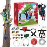 EDOSTORY 160 Feet Zip Line Kit for Kids and Adult Up to 330lb with Stainless Steel Ziplines Spring Brake and Safety Harness with 4 Tree Climbers