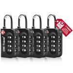 OW-Travel Luggage Locks TSA Approved (4 Pack Black) 4 Digit Suitcase Padlocks. TSA Locks Approved Security Backpack Padlock Suitcase, Case Locks, Combination Lock Luggage Bag, Gym Locker Padlocks