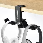 aceyoon Headphone Stand, Under Desk Hanger, Dual Headset Holder, Table Hook for Bag/Backpack/Gaming Headphone, 360 Rotatable, Black