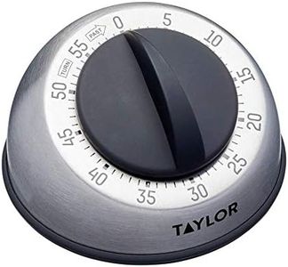 Taylor Pro Wind Up Timer da Cucina, Mini Timer da Cucina in Acciaio Inossidabile da 60 Minuti, Allarme Portatile per il Conto alla Rovescia per Cucinare e Cuocere, Approvato da Cuochi Professionisti