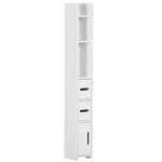 kleankin Modern Bathroom Storage Cabinet, Freestanding Tall Bathroom Cabinet with Open Shelves and 3 Cupboards with Door, for Bedroom Hallway, White