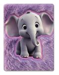 Jiada A6 Size Soft Fur Plush Fabric Diary/Personal Notebook Cute Animal Print - Elephant