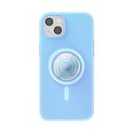 PopSockets iPhone 15 Plus Case with Phone Grip and Slide Compatible with MagSafe, Phone Case for iPhone 15 Plus, Wireless Charging Compatible - Opalescent Blue