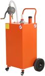 30 Gallon Gas Caddy, Portable Fuel Transfer Storage Tank with 4 Wheels and 2-Way Rotary Pump, Large Diesel Kerosene Can Container for Cars Boat ATV Motorcycle Lawnmower, Orange