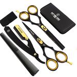 Kutting Edge - Hair Scissors Professional Hair Cutting Scissors Kit Thinning Shears - Hairdressing Scissors Set - Barber Scissors Black 6.0"