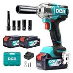 DCA 20V Brushless Impact Wrench Cordless, 682Nm Max Torque, 13mm Hog Ring Impact Gun, 2 * 4000mAh Li-ion Battery, 4 Modes, LED Light, Compact Design, Smart Loosen Function, ADPB520