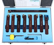 Accusize Industrial Tools 3/4" 9 Pieces/Set, Indexable Carbide Turning Tools and Boring Bar, 2988-0034