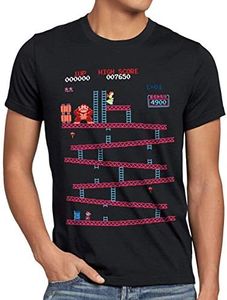style3 Retro Kong Camiseta para Hombre T-Shirt Donkey Geek NES Nerd Gamer, Talla:M
