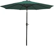 Sunnydaze 9-Foot Patio Umbrella - Push-Button Tilt and Crank Handle - Aluminum Pole and Polyester Shade Canopy - Green