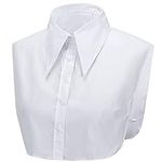 LoudSung Fake Collar Detachable Half Shirt Blouse False Collar Big Pointed Cotton Collar Elegant for Women Girls