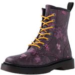 GLOBALWIN Women's Combat Boots Lace Up Ankle Booties For Women Low Heel, 19yy25 Dark Magenta, 7