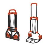 BLACK+DECKER BXWT-H201-SP 3 Wheeled Folding Hand Truck, 30/65Kg Capacity Staircase Climber Trolley with TPR Soft Hand Grip, Telescopic Handle and Bungee Cord, Black and Orange, (40 x 40 x 102 cm)