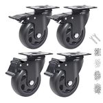 4 Inch Caster Wheels 2000lbs,Casters Set of 4,Heavy Duty Plate Casters with Double Ball Bearings,YAEMIKY Premium Polyurethane Swivel Caster Wheels for Cart,Furniture,Workbench（16pcs Screws Included