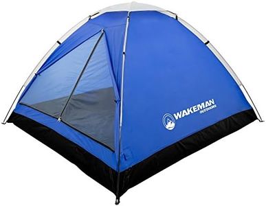 2 Person Camping Tent with Rain Fly and Carrying Bag - Water-Resistant Outdoor Tent for Backpacking, Hiking, or Festivals by Wakeman Outdoors (Blue)