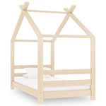 vidaXL Kids Bed Frame| Solid Pinewood and Plywood Construction| 70x140 cm| Treehouse-style Hideaway Bed| Brown| Assembly Required