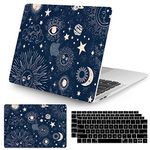 Seorsok Compatible with MacBook Air 13 Inch Case 2020 2019 2018 Release A1932 A2179 M1 A2337 Touch ID, Plastic Hard Shell Case with Keyboard Cover，Moon&Stars