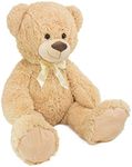 BRUBAKER XXL Teddy Bear 40 Inches - Soft Toy - Plush Cuddly Toy with Ribbon - Gift for Kids and Adults - Beige