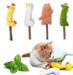 Petelligent 4-Pack Catnip Toys with Silvervine Stick Cat Toys with Various Cute Animal Styles, Plush Cat Toys for Indoor Cats, Cat Chew Toys Kitten Toys