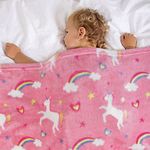 softan Unicorn Blanket for Babies, Kids Throw Blanket for Boys and Girls Soft Cozy Flannel, Cute Pink Unicorn Blanket for Sofa Couch Bed, Soft Plush Warm Receiving for Newborns, 30x40 Inch