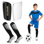 Proberos® Football Shin Guard & Socks Set for Kids, Light Weight & Breathable Socks, EVA Protective Cushion Shin Pads for for Football Games Matches, Training, Basketball, Baseball, Running, Size M