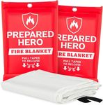 Prepared Hero Emergency Fire Blanket - 2 Pack - Fire Suppression Blanket for Kitchen, 40” x 40” Fire Blanket for Home, Fiberglass Fire Blanket