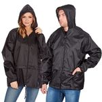 Style It Up Unisex Mens Ladies Water Resistant Plain Raincoat Kagools Jacket Hooded Cagoule (Black, 3XL)