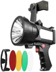 BIGSUN 4 Colors Spotlight, High Lumen Flashlight 1200,000 LED with Phone Holder, Rechargeable 14000 mAh, White/Red/Green/Yellow Filter Lens, for Photography Fill Light, Home Party,Type-C Included