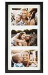 BD ART 18 x 35 cm (7 x 14-Inch) - Multiple Aperture Picture Frame for 3 Photos 4 x 6-Inch, BLACK