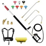 Carivia 24 FT Telescoping Pressure Washer Wand with Pressure Washer Extension Wand,Brush Head,Gutter Cleaner Attachment and Support Belt,Pressure Washer Extension Pole for Wall Roof Gutter