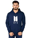 More & More Unisex-Adult Cotton Neck Hooded Sweatshirt (BTS Hoodie MM_Navy Blue