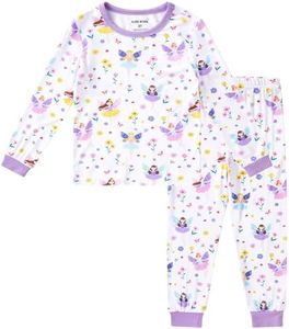 pureborn Kids Viscose from Bamboo Pajamas Set Girls Flower Fairy 6-7Y
