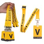 25pcs Volunteer Lanyard with 25pcs Volunteer ID Badge, Volunteer Lanyards with Badges Volunteer Lanyards with Badges for Company Campus School Exhibition Events(Yellow)