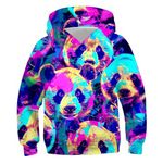 UIEIQI Hoodies for Boys Girls Teens Tie-Dye Panda Hooded Sweatshirt Boys Girls Long Sleeve Pullover Hoodie Size 14-16