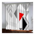 Daesar Polyester Curtains Bedroom 52 x 72 Inch Window Treatment Living Room 3D Geometric Pattern Blackout Curtain Eyelet Grey White Red Black Room Darkening Curtains 2 Panels