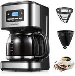 HOUSNAT Filter Coffee Machine, Programmable Drip Coffee Maker, Advanced Showerhead Technology, Fast Brewing & 24 Hours Timer & 40 Min Keep Warm Function, 1.8L Capacity, 12 Cup