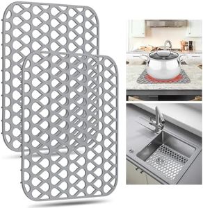 YUBIRD Sink Protectors for Kitchen Sink - 13.58"x 11.6" Sink Mats, 2 PCS Silicone Kitchen Sink Mat for Bottom of Stainless Steel Sink(Grey)