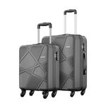 Safari Pentagon Hardside Small and Medium Size Cabin & Check-in Luggage Set of 2 Suitcase Trolley Bags for Travel Dark Grey Color 55cm & 66cm