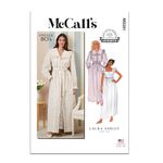 MCCALLS M8381A Misses' Robe, Tie Belt and Nightgown by Laura Ashley A (XS-S-M-L)