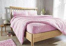 Olivia Rocco Teddy Fleece Extra Deep Fitted Sheet Cosy Warm Fluffy Fitted Bed Sheets, Blush Pink King