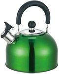 DWD ® Whistling Stainless Steel 2.5 Litre Travelling Kettle I Folding Handle I Flip & Pour Spout Cap I Camping Fishing Caravan Holiday Home I Retro Classic Lightweight (Metallic Green)